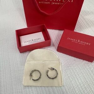 James Avery Blackened Silver Hoop Earrings with Raised Dot Pattern